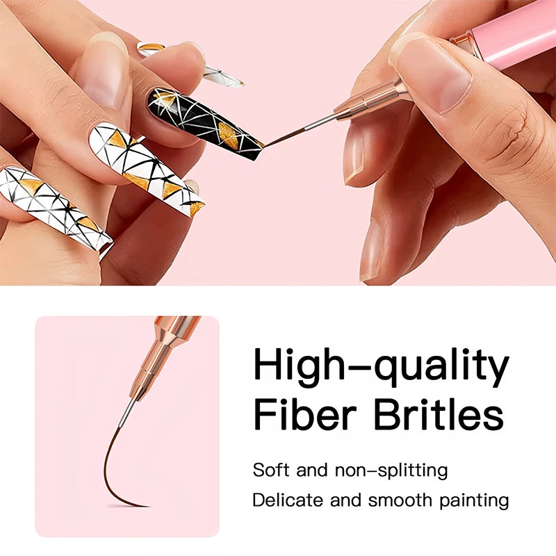 5 Pcs Nail Art Liner Brushes Set Elongated Lines Striping Drawing UV Gel Painting Nail Design Pen Professional Manicure Tool